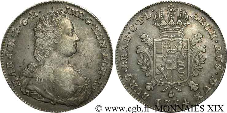 AUSTRIAN NETHERLANDS - DUCHY OF BRABANT - MARIA-THERESA Ducaton d argent 1754 Anvers XF/AU