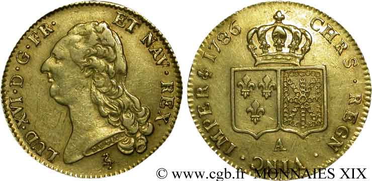 LOUIS XVI Double louis d’or aux écus accolés 1786 Paris TTB