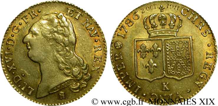 LOUIS XVI Double louis d’or dit  aux écus accolés  1786 Bordeaux TTB