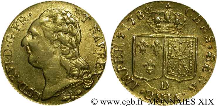 LOUIS XVI Louis d or dit  aux écus accolés  1786 Lyon TTB/TTB+