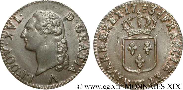 LOUIS XVI Sol dit  à l écu  1783 Lille AU