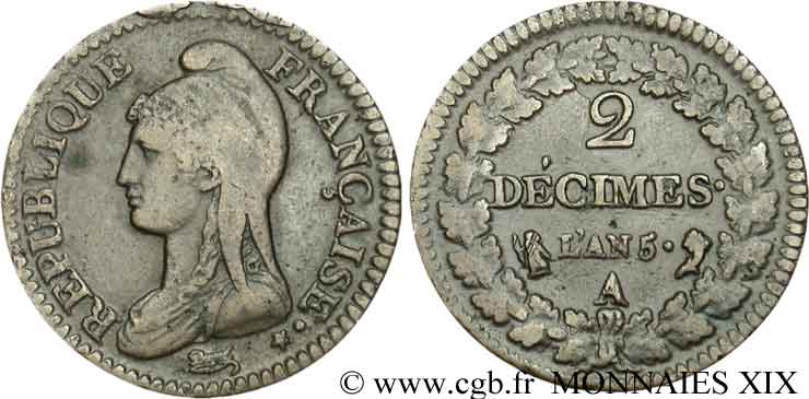 2 décimes Dupré  1797 Paris F.145/8 SS 