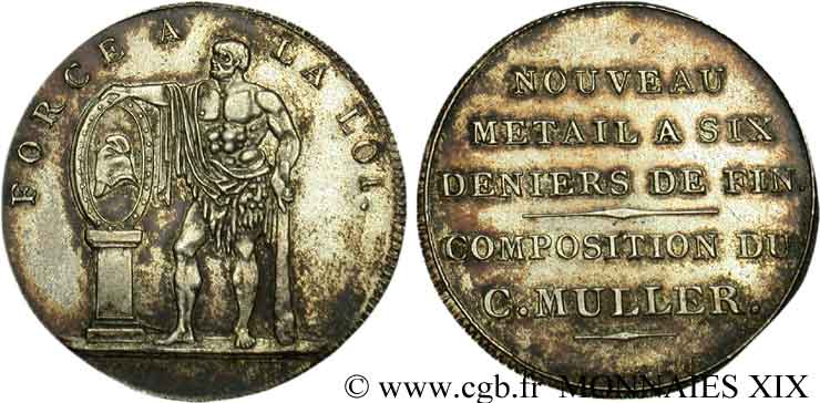 Essai de monnaie de Muller 1795  Hennin701 p. 484 et pl. 70 AU 