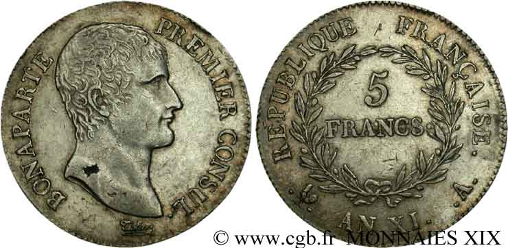 5 francs Bonaparte Premier consul 1803 Paris F.301/1 MBC 