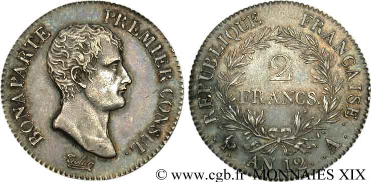 2 francs Bonaparte Premier Consul 1804 Paris F.250/1 AU 