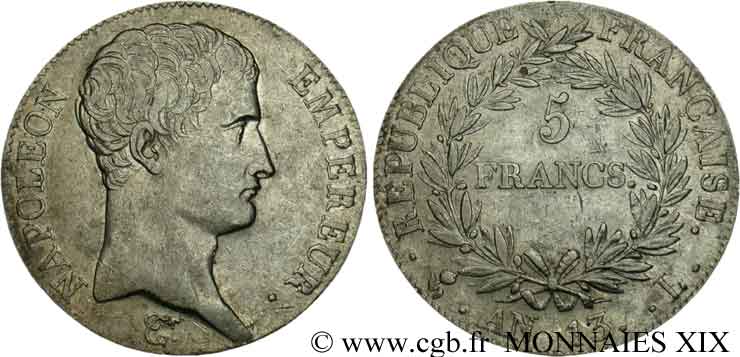 5 francs Napoléon empereur, calendrier révolutionnaire 1805 Bayonne F.303/12 XF 