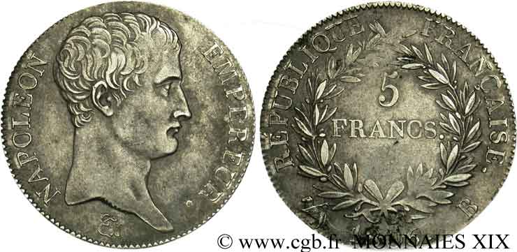 5 francs Napoléon empereur, calendrier grégorien 1806 Rouen F.304/2 BB 