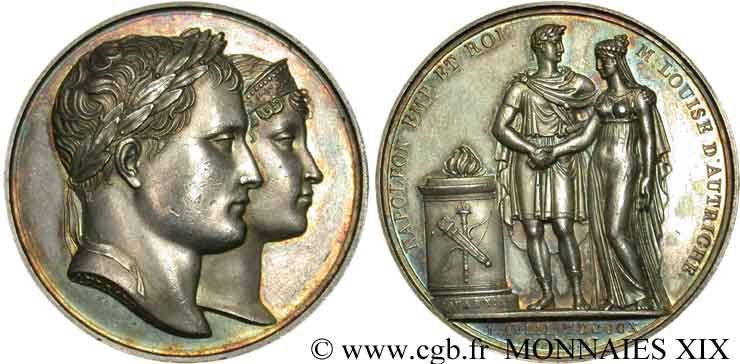 PRIMO IMPERO Médaille Ar 40, Mariage de Napoléon Ier et de Marie-Louise AU