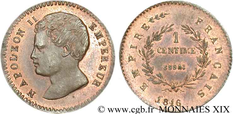 1 centime, essai en bronze 1816  VG.2415  EBC 