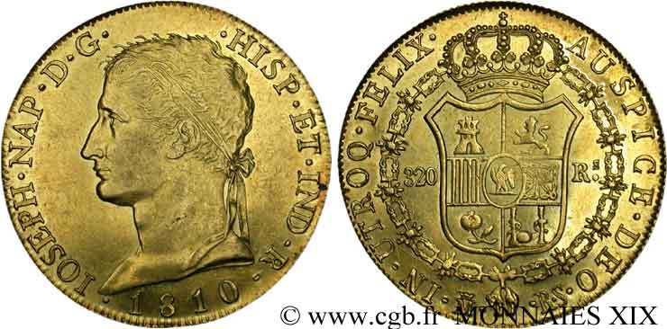 320 reales en or 1810 Madrid VG.2059 b XF 