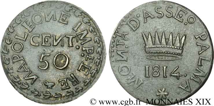 SIÈGE DE PALMA NOVA 50 centesimi 1814  XF 
