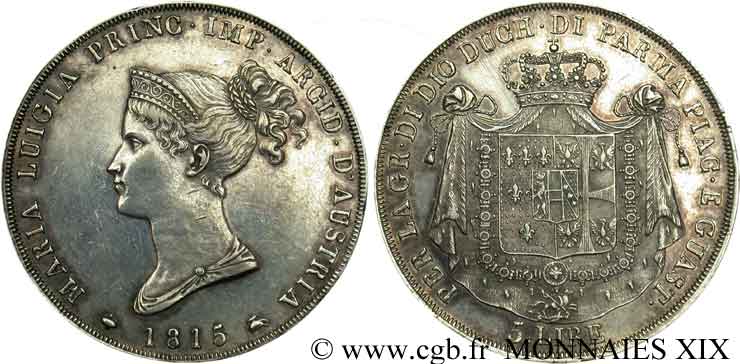 5 lires 1815  Milan VG.2387  SUP 