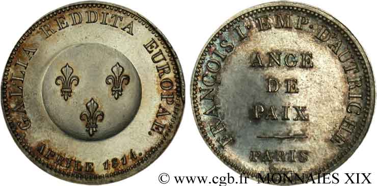 Module de 2 francs pour François Ier d’Autriche, refrappe 1814 Paris VG.2356  SPL 