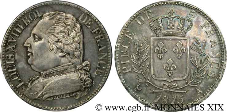 5 francs Louis XVIII, buste habillé 1815 Paris F.308/14 fST 