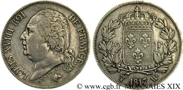 2 francs Louis XVIII 1817 Lille F.257/16 TB 