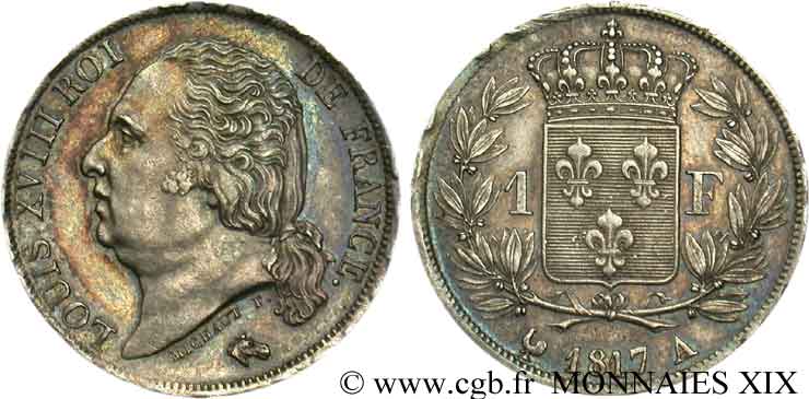1 franc Louis XVIII 1817 Paris F.206/9 VZ 