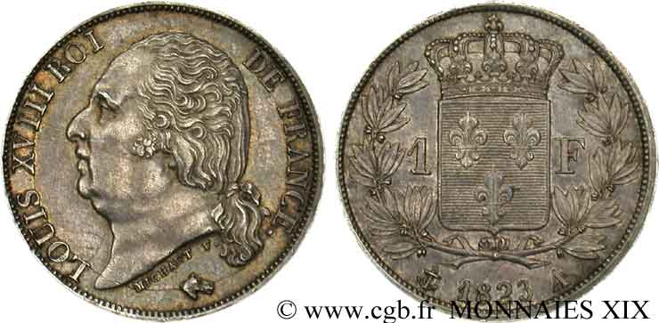 1 franc Louis XVIII 1823 Paris F.206/45 SUP 
