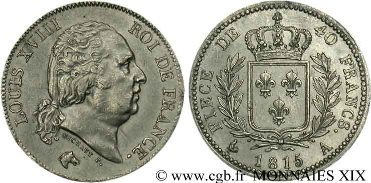 Essai de 40 francs de Michaut 1815  VG.-  TTB 