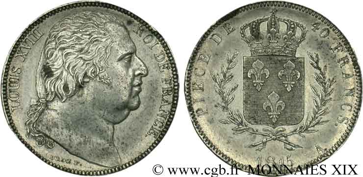Essai de 40 francs de Droz 1815 Paris VG.- (cf. 2419) TTB 