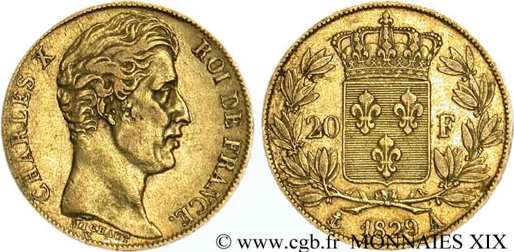 20 francs Charles X 1829 Paris F.520/10 XF 