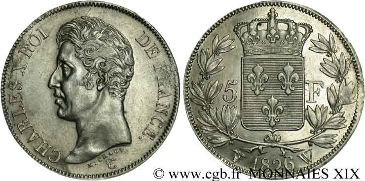 5 francs Charles X, 1er type 1826 Lille F.310/27 SUP 