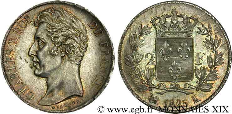 2 francs Charles X 1825 Bordeaux F.258/7 AU 