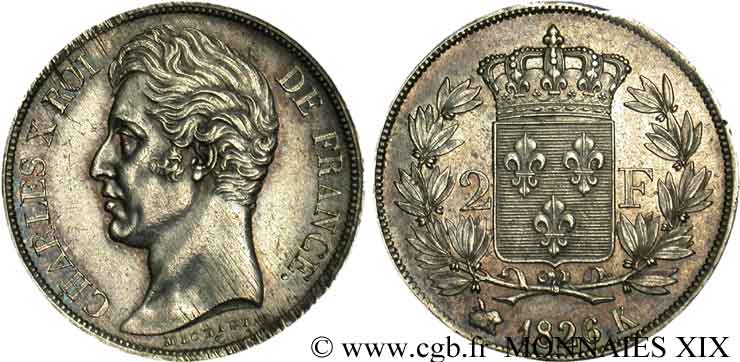 2 francs Charles X 1826 Bordeaux F.258/18 AU 