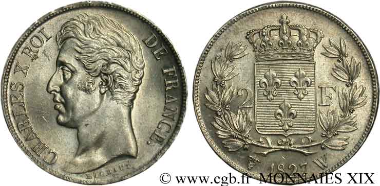 2 francs Charles X 1827 Lille F.258/35 MS 
