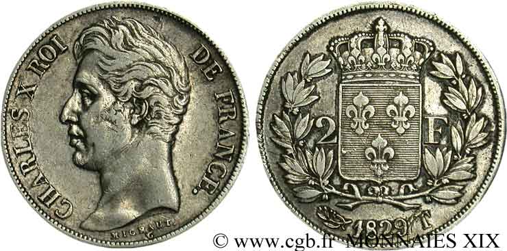 2 francs Charles X 1829 Nantes F.258/60 MBC 