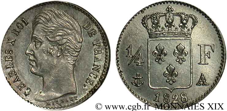 1/4 franc Charles X 1828 Paris F.164/18 SC 