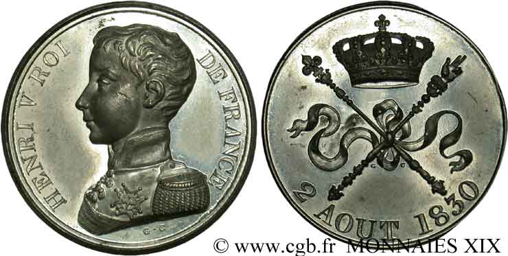 HENRY V COUNT OF CHAMBORD Médaille pour l’avènement Henri V AU