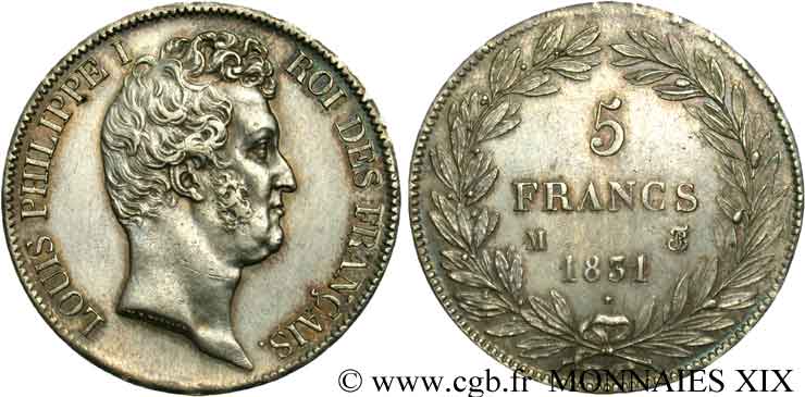 5 francs type Tiolier avec le I, tranche en creux 1831 Toulouse F.315/22 AU 