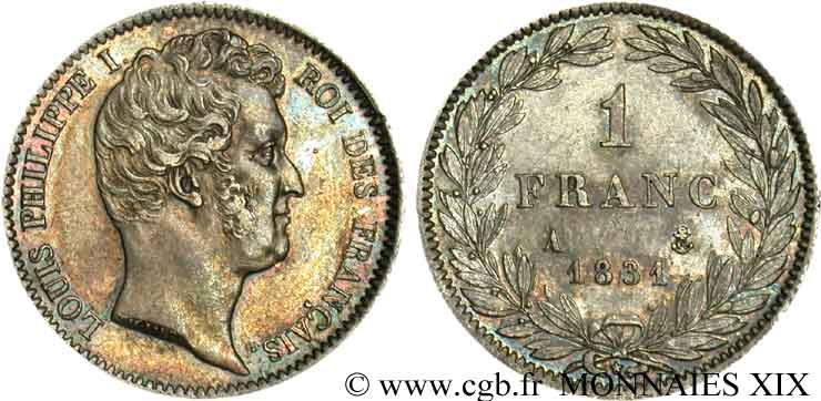 1 franc Louis-Philippe, tête nue 1831 Paris F.209/1 AU 