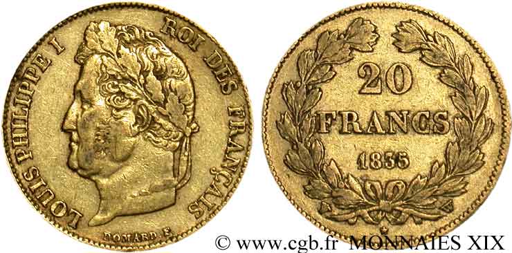 20 francs Louis-Philippe, Domard 1835 Lille F.527/13 TTB 