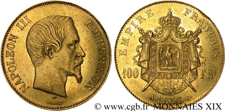 100 francs or Napoléon III tête nue 1856 Paris F.550/3 SS 