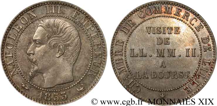 Module 5 centimes argent, visite impériale à Lille les 23 et 24 septembre 1853 Lille VG.3368  SUP 