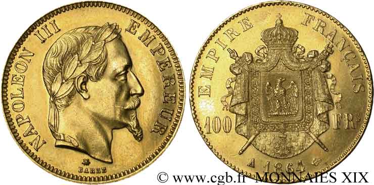 100 francs or Napoléon III, tête laurée 1864 Paris F.551/4 SUP 