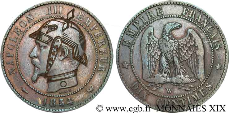 Monnaie satirique, module de dix centimes, regravée 1854 Lille F.133/18 TTB 
