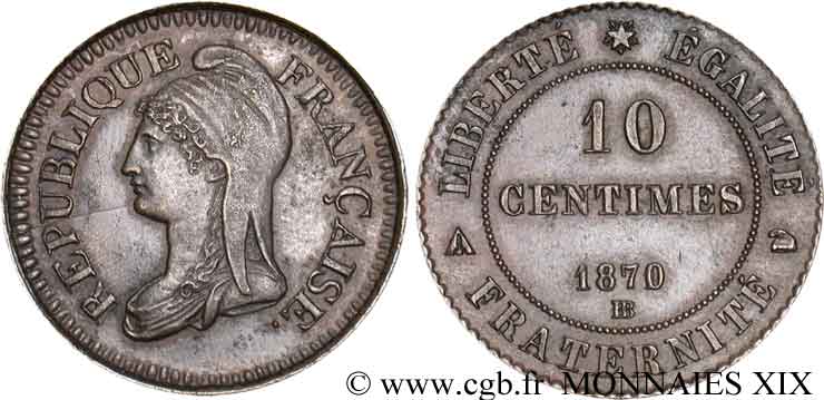 Essai de 10 centimes d’après Dupré 1870 Strasbourg VG.3773  SPL 
