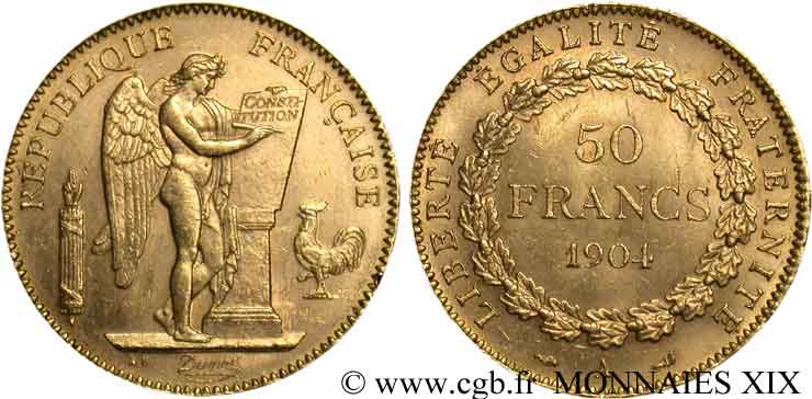50 francs génie, Troisième république 1904 Paris F.549/6 EBC 
