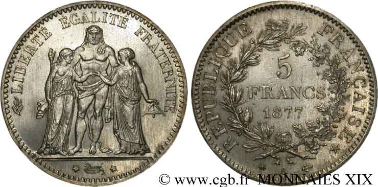 5 francs Hercule 1877 Paris F.334/19 SC 