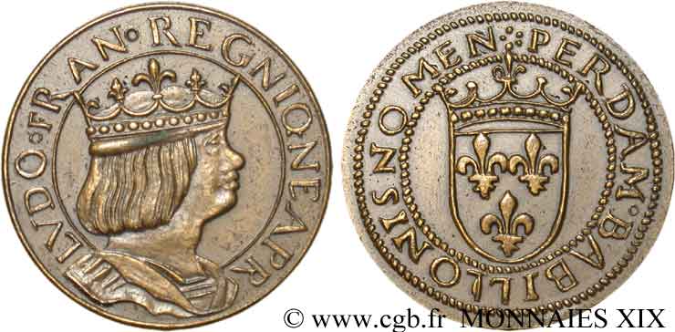 Essai de métal et de module au type du ducat d or de Naples de Louis XII n.d. Paris VG.3964  AU 