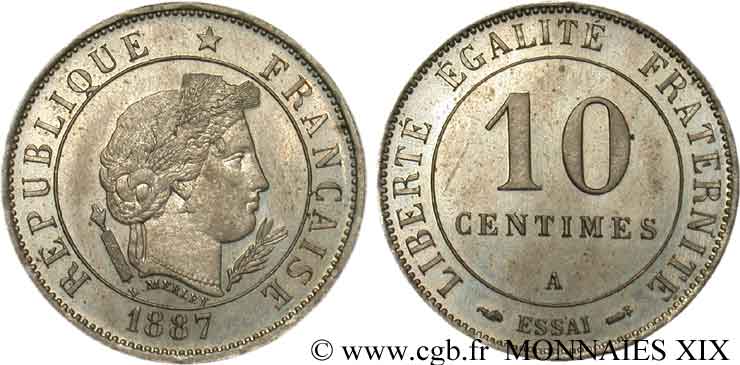 Essai de 10 centimes Merley, 18 pans 1887 Paris VG.4055  MS 