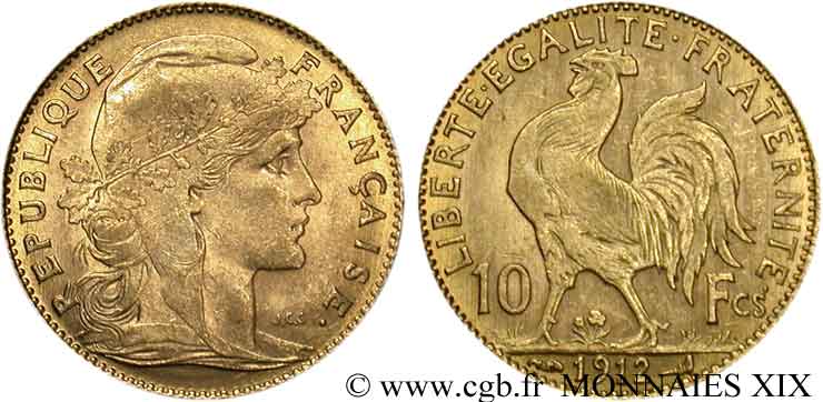 10 francs Coq 1912 Paris F.509/13 SPL 