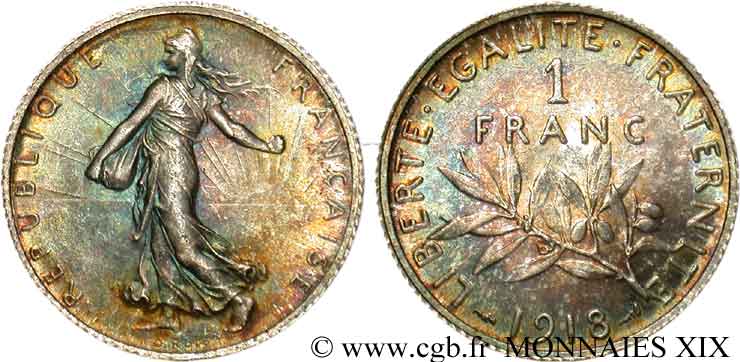 1 franc Semeuse 1918 Paris F.217/24 EBC 
