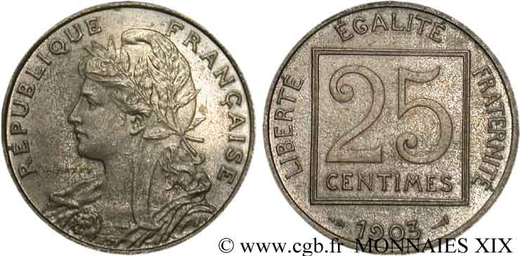 Piéfort de 25 centimes Patey 1er type, sans le mot essai 1903 Paris F.168/3P EBC 