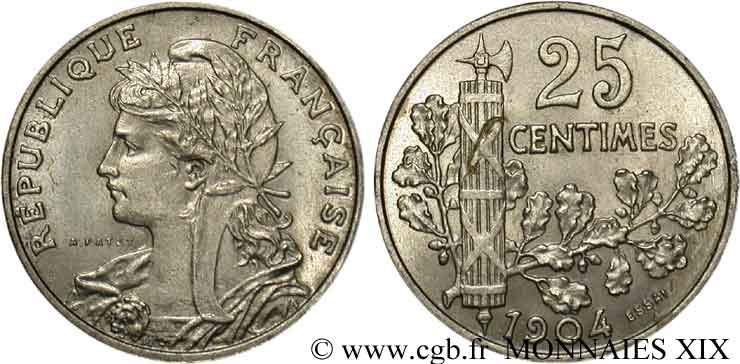 Essai de 25 centimes Patey, 2e type 1904 Paris VG.4526  SPL 