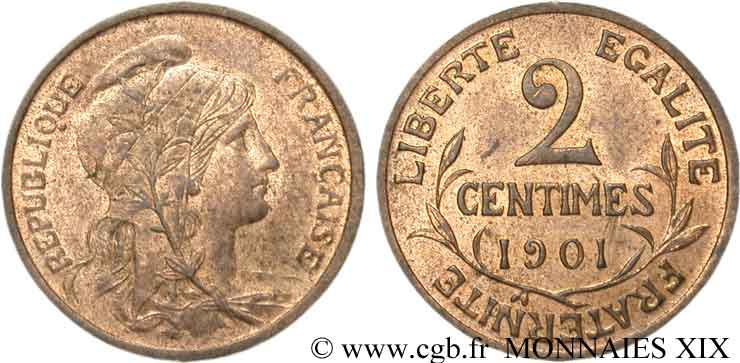 2 centimes Dupuis 1901  F.110/6 SPL 