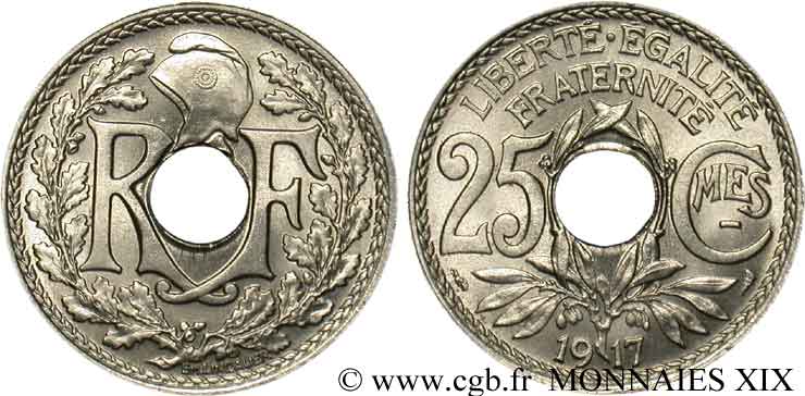 25 centimes Lindauer, Cmes souligné 1917  F.170/5 FDC 