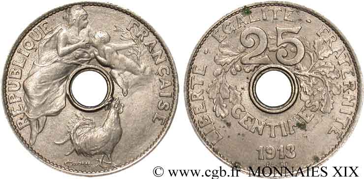 Essai de 25 centimes Coudray, grand module 1913  VG.4751  EBC 